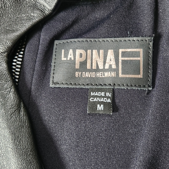 LA PINA by DAVID HELVANI mini bodycon dress, full zipper, leather top in size M - Picture 8 of 10